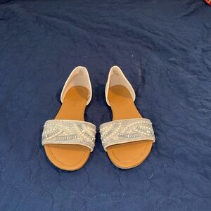 Sleek White and Silver Open-Toe Sandals